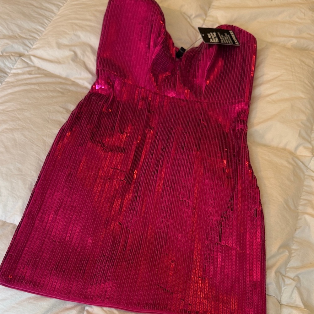 Pink Sequin Mini Dress by Express - Picture 6 of 9